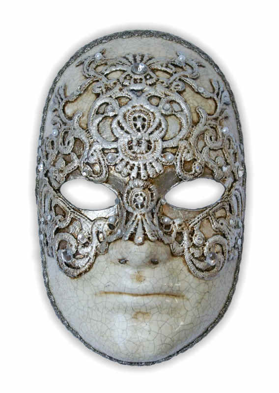 Mens Silver Venetian Face Mask - Click Image to Close