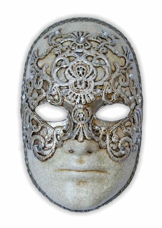 Maschera Veneziana Maschile Volto Argento Macrame