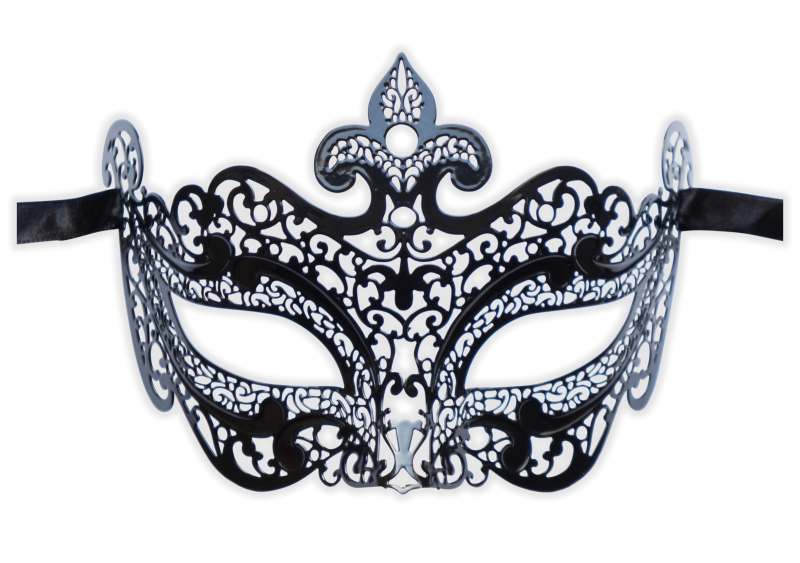 Delicate Metal Mask Venetian Black 'Selena' - Click Image to Close