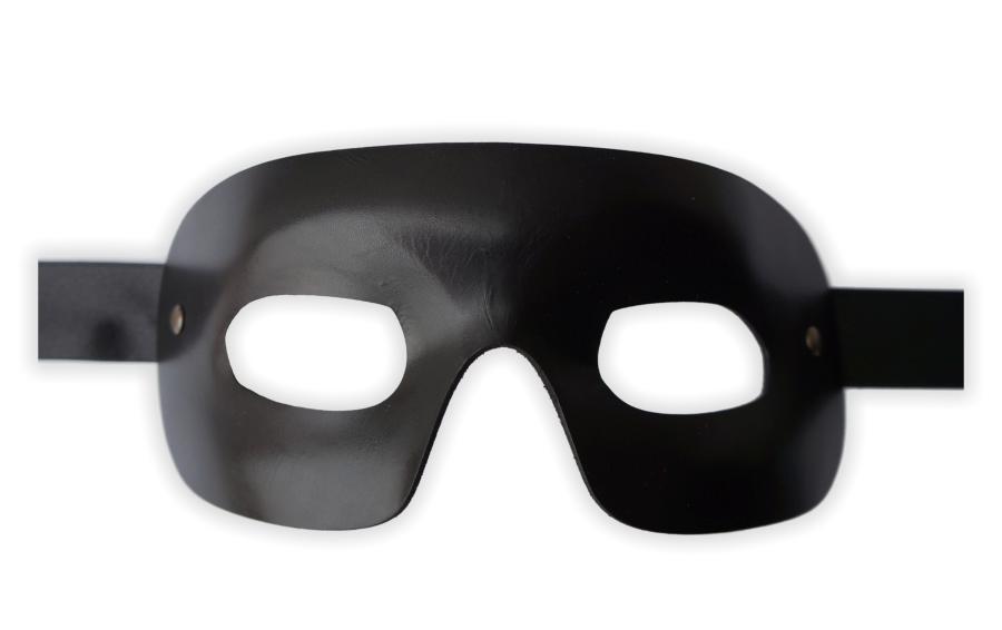 Venezianische Maske Herren Schwarz aus Leder 'Incognito' - zum Schließen ins Bild klicken