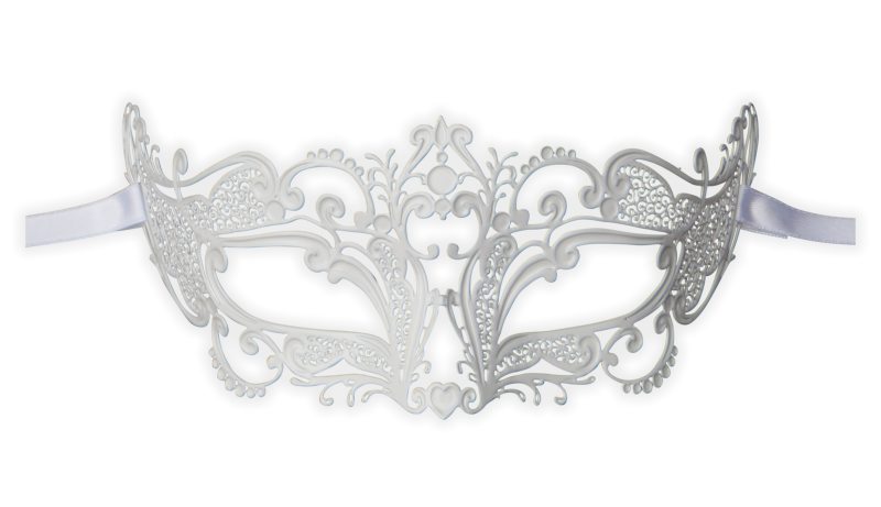 Masque Venitien en Metal Blanc 'Princesse' - Cliquez sur l'image pour la fermer