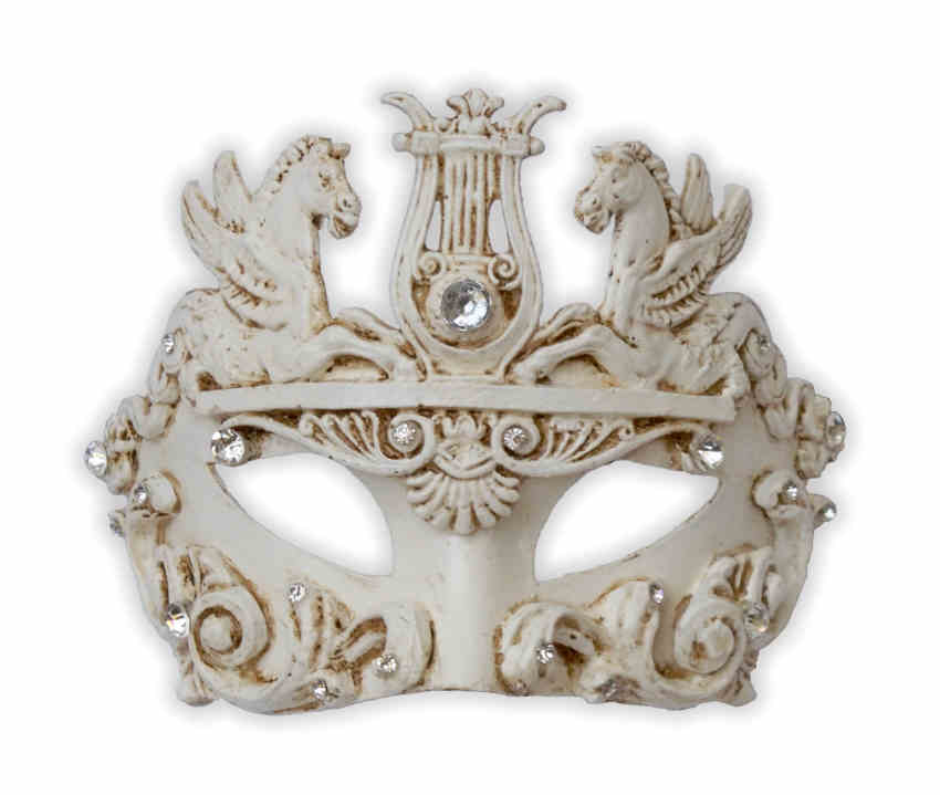 White Venetian Mask Baroque 'Pegasus' - Click Image to Close